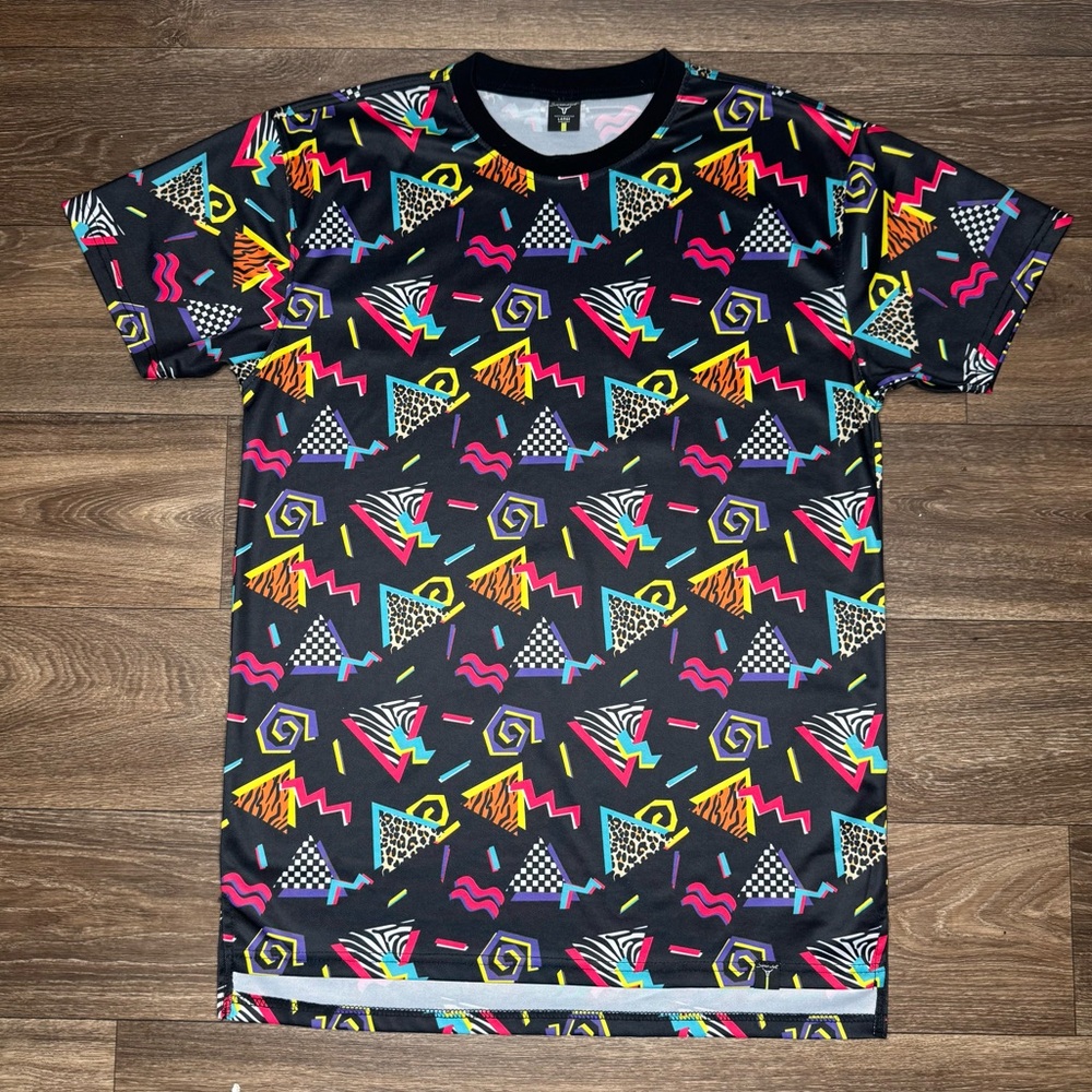 Black and Pink Short Sleeve Geometric‎ Tee